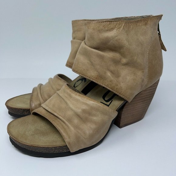 OTBT Womens Patchouli Taupe Open Toe Leather Stacked Sandals Heels Shoes 9 New - Picture 4 of 12
